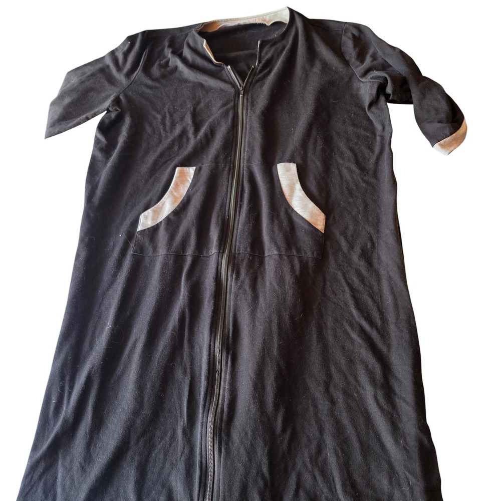 Ekouaer Womens Black Full Zip Long Robe House Coat Pockets XL